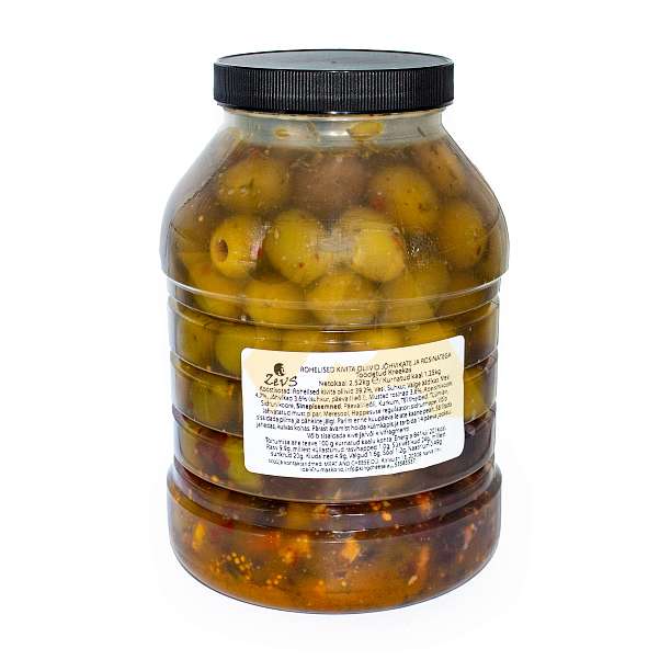 Оливки зеленые без косточкек в маринаде с клюквой и изюмом, ZEVS, 2,52 кг/1,25 кг (пл/б)  ZEUS Греция