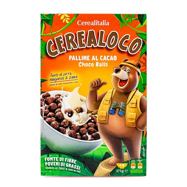 Сухой завтрак шарики с какао CEREALOCO, CEREALITALIA, 0,375 кг (карт/кор)  Cerealitalia Италия