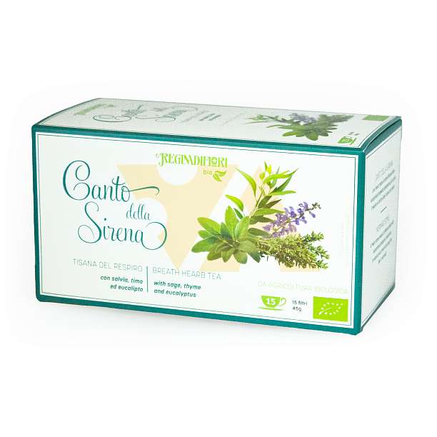 Чай травяной с шалфеем, тимьяном и эвкалиптом "Песня сирены" BIO, 15 пакетиков по 3 гр, REGINADIFIORI, 0,045 гр (карт/кор)  REGINADIFIORI Италия