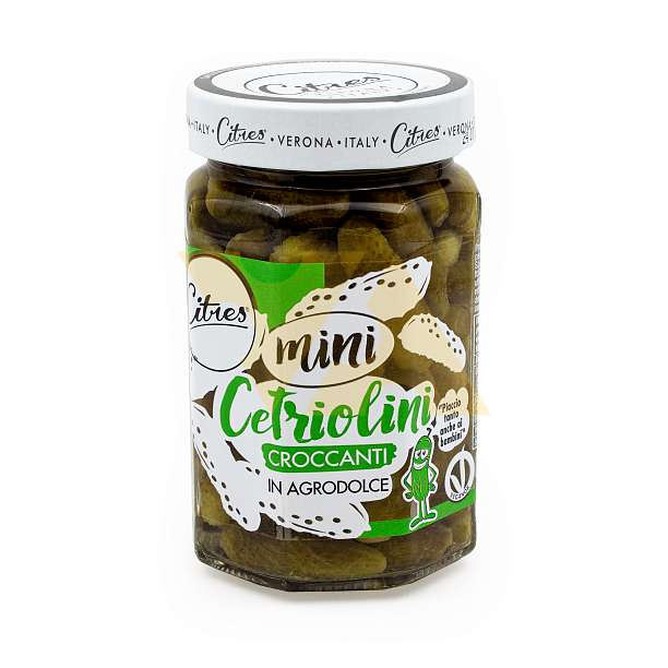 Огурцы корнишоны мини в кисло-сладком маринаде, CITRES, 0,290 кг/0,160 кг/0,319 л (ст/б)  Citres Италия