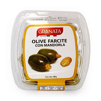 Оливки фаршированные миндалем, GRANATA, 0,18 кг (пл/конт)