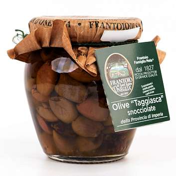 Оливки Таджаски без косточек в оливковом масле первого холодного отжима (экстра верджин) 29%, SANTAGATA, 0,26 кг