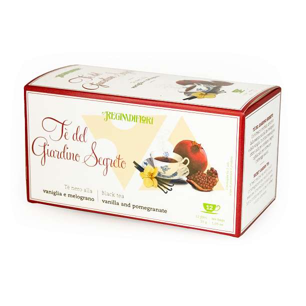 Чай черный с ванилью и гранатом "Секретный сад", 12 пакетиков по 2,5 гр, REGINADIFIORI, 0,030 гр (карт/кор)  REGINADIFIORI Италия