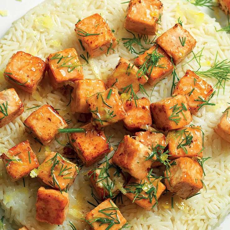 Рис Басмати с кусочками лосося