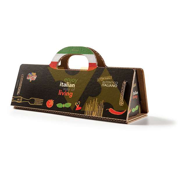 Набор подарочный СУМКА ЧЕРНАЯ AUTENTICO ITALIANO №4 (Соус Песто по-генуэзски, Тортильони, соус томатный Арраббьята) (карт/кор)