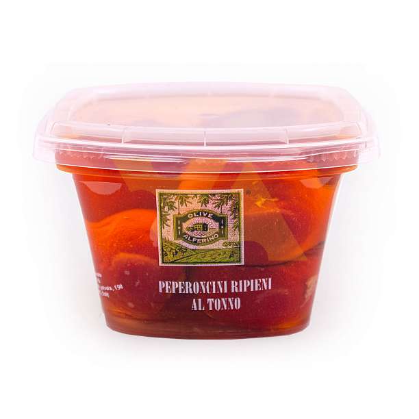 Перчики фаршированные тунцом в подсолнечном масле, LUCARELLI, 0,200 гр/0,120 кг (пл/стакан)  Lucarelli Alferino Италия