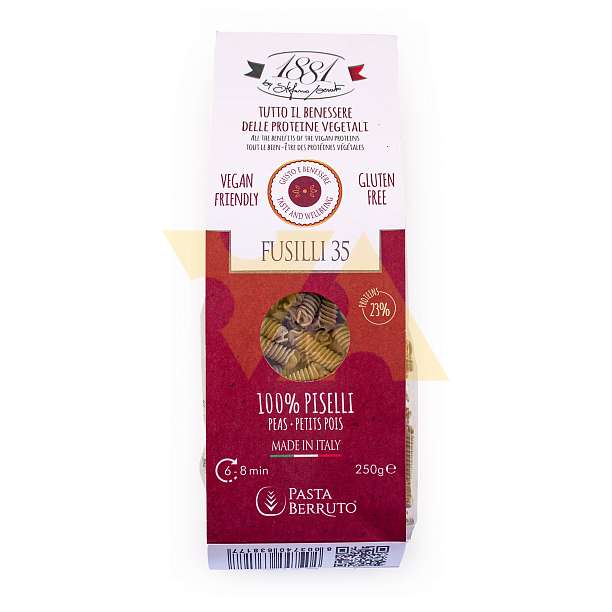 Фузилли №35, паста из гороховой муки PISELLI, 0,250 кг  Pasta Berruto Италия