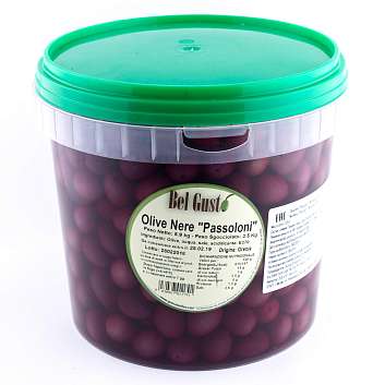 Маслины "PASSOLONI" BEL GUSTO, GRANATA, 5,9 кг/3,5 кг (пл/б)