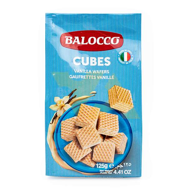 Вафли с молочно-ванильным кремом, миникубики, BALOCCO, 0,125 кг  Balocco Италия