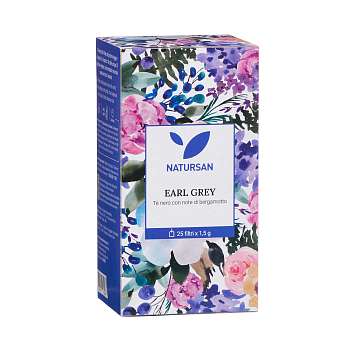 Чай черный Эрл Грей с нотками бергамота, 25 пакетиков по 1,5 гр., NATURSAN, 0,0375 кг (карт/кор)