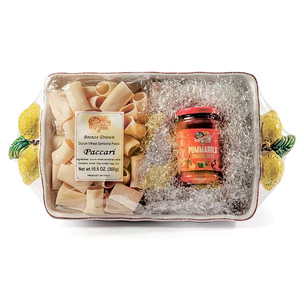 Набор подарочный из трех предметов (керамическая форма для запекания с лимонами, соус по-неапольски, паста паккари)