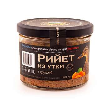 Рийет из утки с курагой, САЛЬКОВО, 0,180 кг (ст/б)