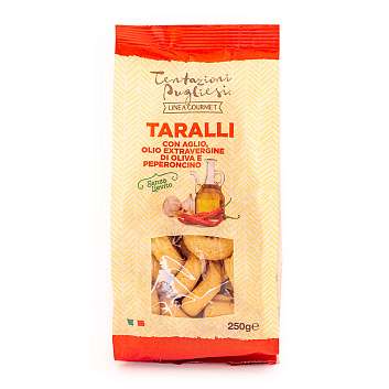 Таралли с чесноком, оливковым масло экстра верджин и острым перцем LINIA GOURMET, TENTAZIONI PUGLIESI, 0,250 кг