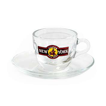 Набор стеклянных чашек и блюдец для Эспрессо с брендом CAFFE\' NEW YORK 6 шт
