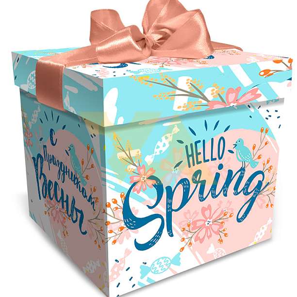 Подарочная упаковка "Кубик Хэллоу Спринг b45" синий