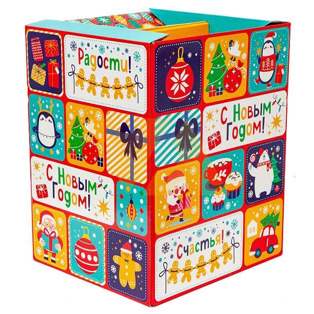 Новогодняя упаковка "БумБокс b114" "С Новым Годом! Счастья! Радости!"