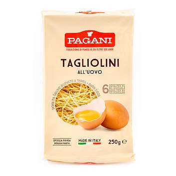 Тальолини яичные, паста из твердых сортов пшеницы, PAGANI, 0,250 кг (карт/кор)