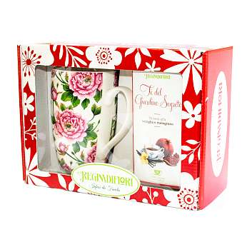 Набор подарочный Чай "Таинственный сад" 30 гр,12 пакетиков по 2,5 гр, и кружка фарфоровая 500 мл REGINADIFIORI (подарочная карт/кор)