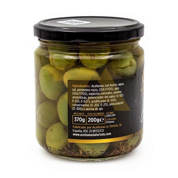 Оливки зеленые раздробленные с косточками "CHUPADEDOS", LA TORTOLA, 0,370 кг/0,200 кг (ст/б)  LA TORTOLA Испания