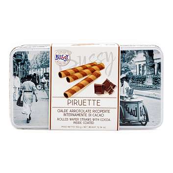 Хрустящие вафельные трубочки с внутренним слоем какао PIRUETTE, 0,350 кг (винтажная ж/б)