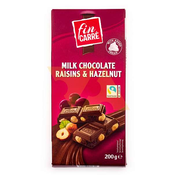 Шоколад с изюмом и лесным орехом FIN CARRE, 0,200 кг  Fin Carre Финляндия