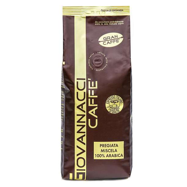 Кофе в зернах GRAN CAFFE, смесь обжаренная 100% Арабика, GIOVANNACCI, 1 кг (фольгированный пакет с обратным клапаном)  Giovannacci Caffè Италия