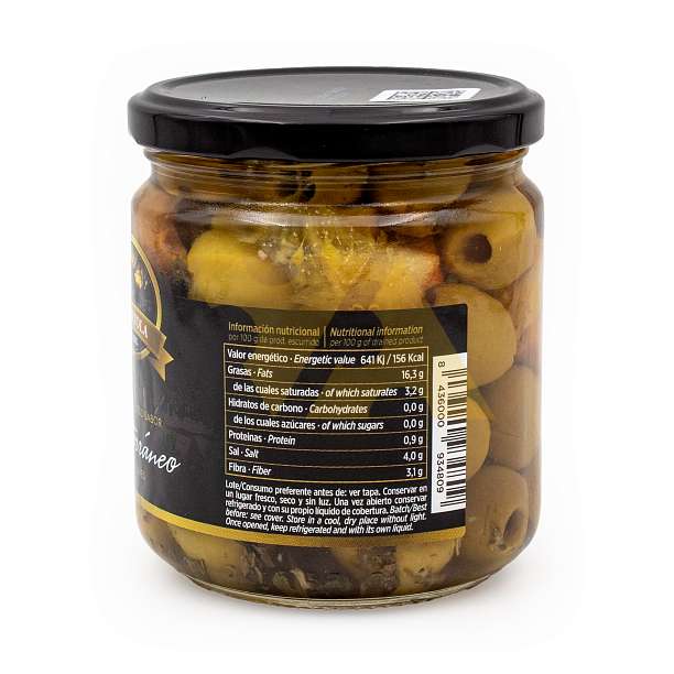 Оливки зеленые с косточками со средиземноморским вкусом, LA TORTOLA, 0,370 кг/0,200 кг (ст/б)  LA TORTOLA Испания