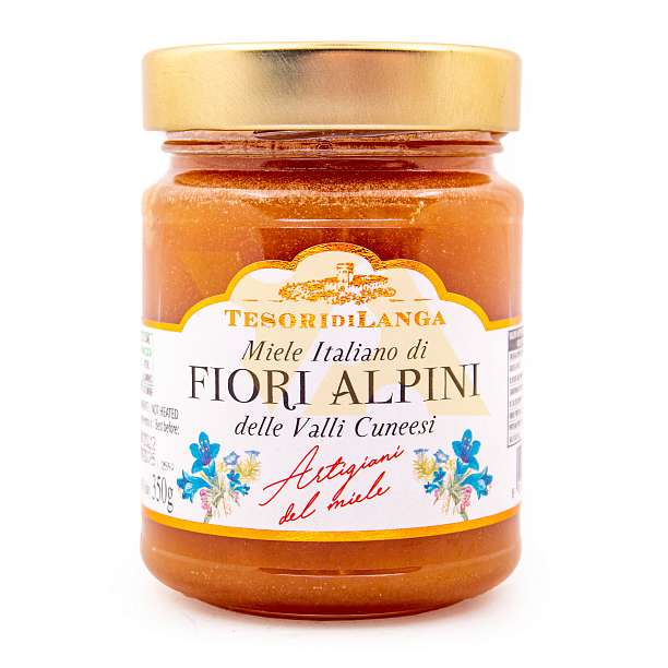 Мед из альпийских цветов, TESORI DI LANGA, 0,350 кг (ст/б)  Apicoltura Brezzo Италия