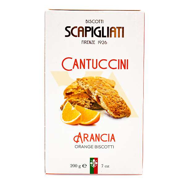 Кантуччини с апельсиновыми цукатами, SCAPIGLIATI, 0,200 кг (карт/кор)  Scapigliati Dolciaria Италия