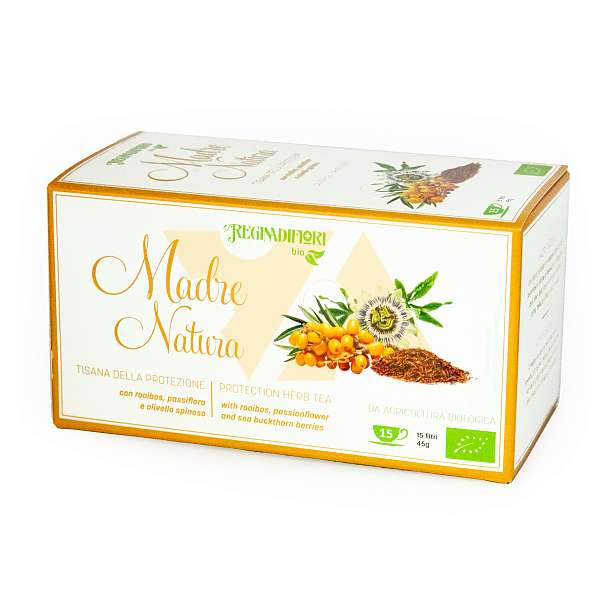 Чай травяной с ройбушем, пасифлорой и облепихой "Мать природа" BIO, 15 пакетиков по 3 гр, REGINADIFIORI, 0,045 гр (карт/кор)  REGINADIFIORI Италия