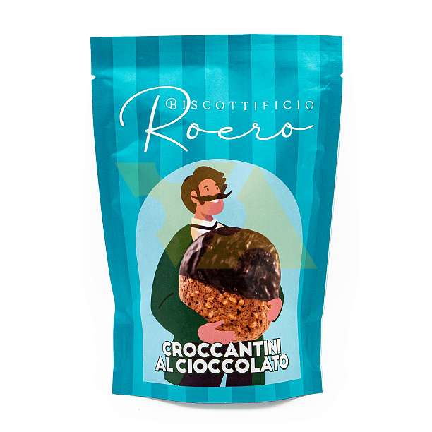 Печенье хрустящее из фундука покрытое шоколадом CROCCANTINI AL CIOCCOLATO, 0,150 кг (бум/пак)  Biscottificio Roero Италия