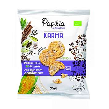 Хлебцы круглые (мини галеты) из кукурузы с черным рисом и кардамоном BIO, PAPILLA KARMA, ORYZA, 0,05 кг