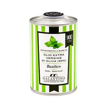 Масло оливковое первого холодного отжима ароматизированное базиликом, GALANTINO, 0,25 л  (жестяная канистра)
