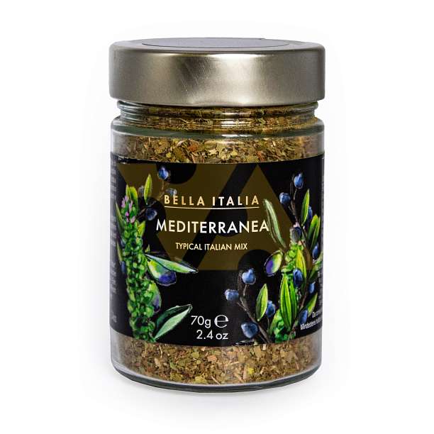 Специи Средиземноморские, смесь специй для мяса на гриле, запекания рыбы и ароматизации соусов, BELLA ITALIA, UMBRO, 0,070 кг (ст/б)  Antico Pastificio Umbro S.r.l. Италия