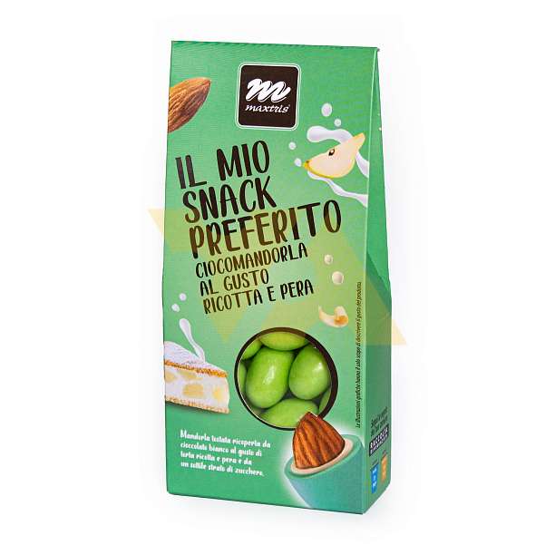 Миндаль обжаренный в белом шоколаде со вкусом рикотты и груши IL MIO SNACK PREFERITO, MAXTRIS, 0,15 кг (карт/кор)  Confetti Maxtris Италия