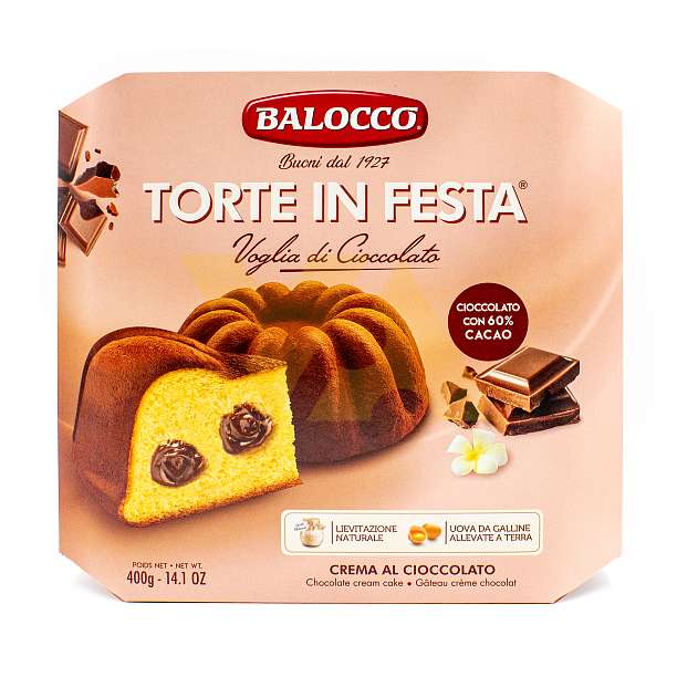 Торт с шоколадным кремом TORTE in FESTA, BALOCCO, 0,400 кг (карт/кор) 0.4 кг. Balocco Италия