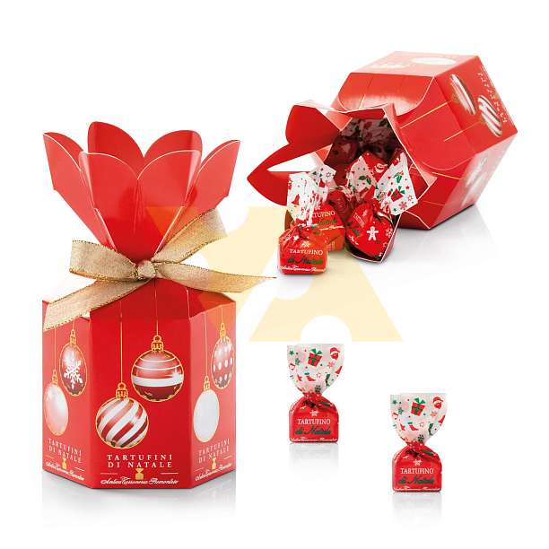 Конфеты Трюфели Дольче "Новогодний цветок" TARTUFINI DI NATALE, ANTICA TORRONERIA PIEMONTESE, 0,180 кг (карт/кор новогодняя)  Antica Torroneria Piemontese Италия