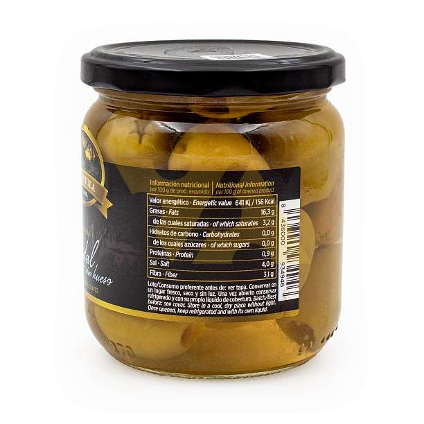 Оливки зеленые без косточек "GORDAL", LA TORTOLA, 0,370 кг/0,200 кг (ст/б)  LA TORTOLA Испания