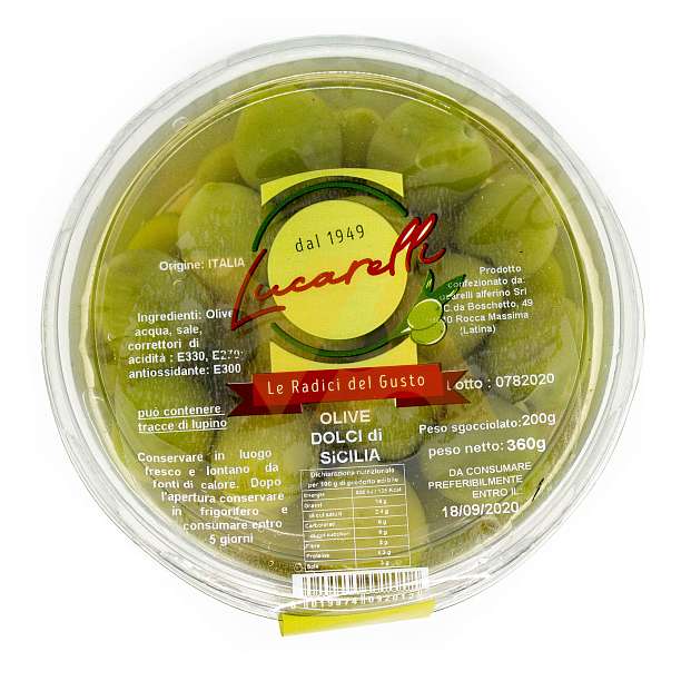 Оливки сицилийские сладкие, LUCARELLI, 0,36 кг/ 0,2 кг (пл/б) 0,36 кг Lucarelli Alferino Италия