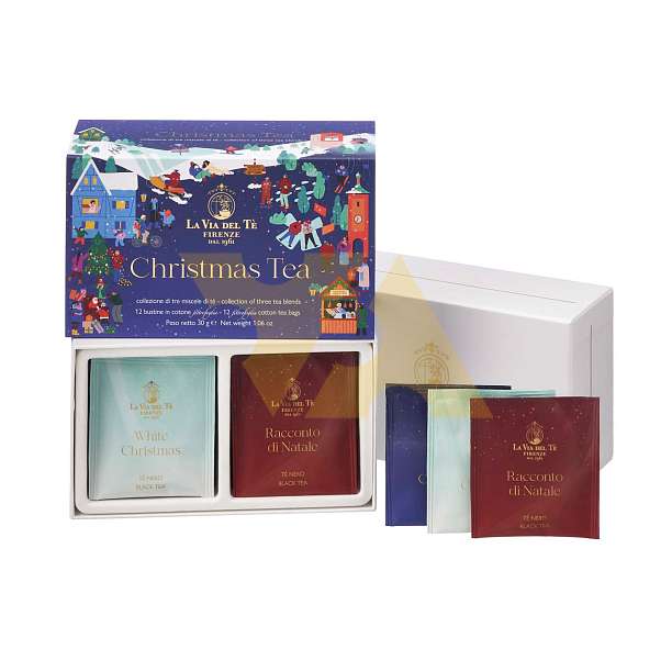 Набор трех видов чая CHRISTMAS TEA, 12 пакетиков, LA VIA DEL TE, 0,030 кг (подарочная коробка)  SNAK Италия