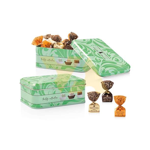 Ассорти Трюфельная коллекция, 3 вида, ANTICA TORRONERIA PIEMONTESE, 0,140 кг (зеленая с рисунком ж/б)  Antica Torroneria Piemontese Италия