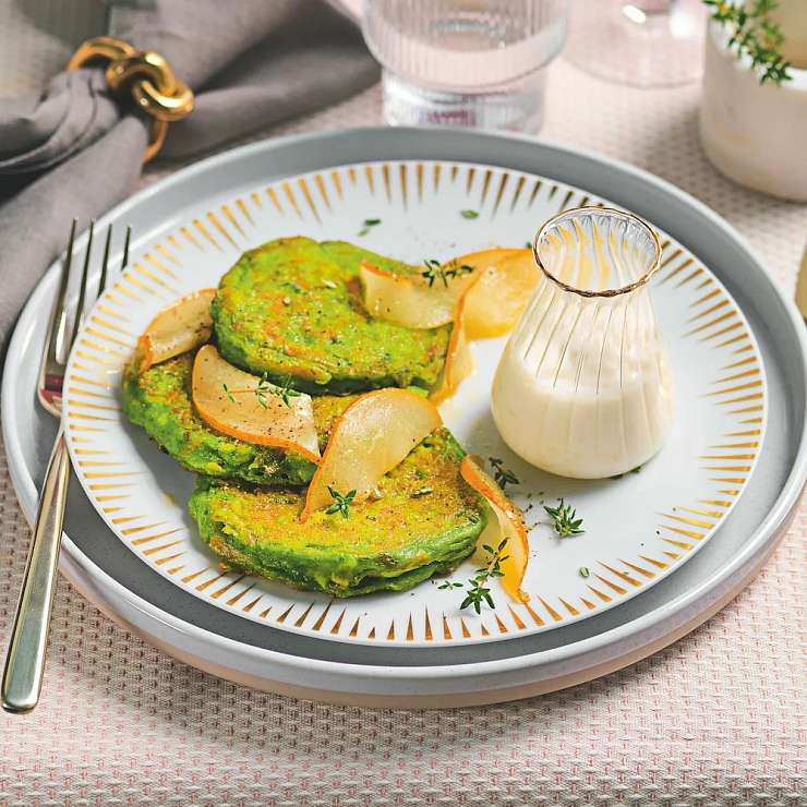 Овощные блины с сыром и грушами