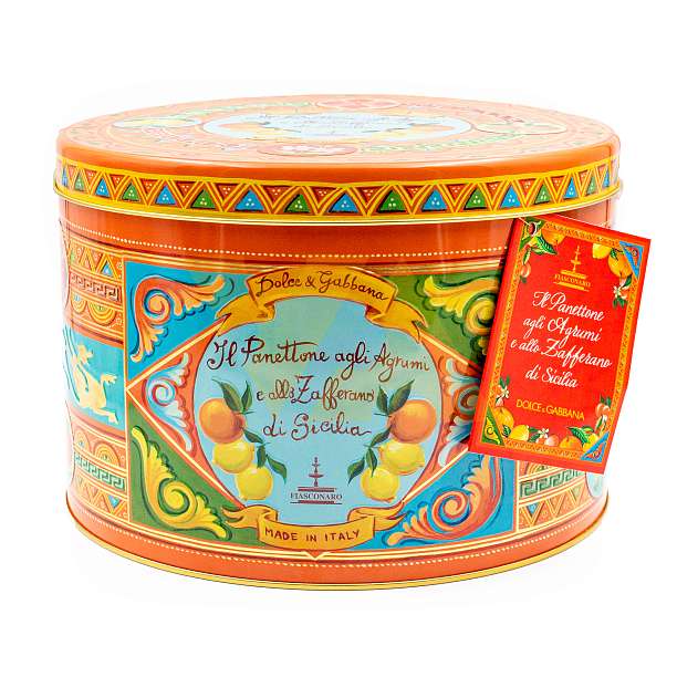 Панеттоне с сицилийским цитрусовыми цукатами и шафраном без изюма DOLCE&GABBANA, 1 кг (ж/б)  Fiasconaro Италия