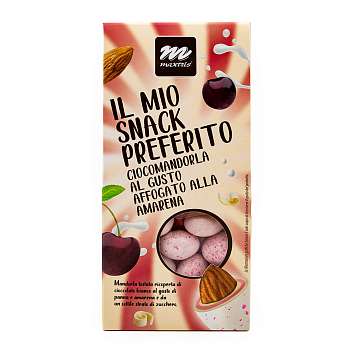 Миндаль обжаренный покрытый белым шоколадом со вкусом вишни IL MIO SNACK PREFERITO, MAXTRIS, 0,150 кг (карт/кор)