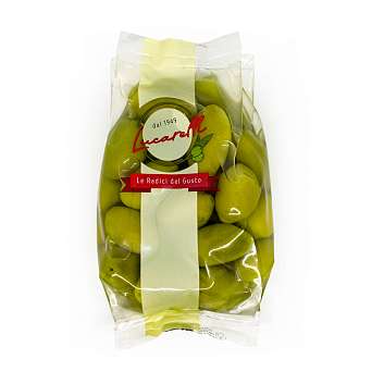Оливки Белла ди Чериньола, крупные оливки, LUCARELLI, 0,35 кг/ 0,2 кг (пл/пак)