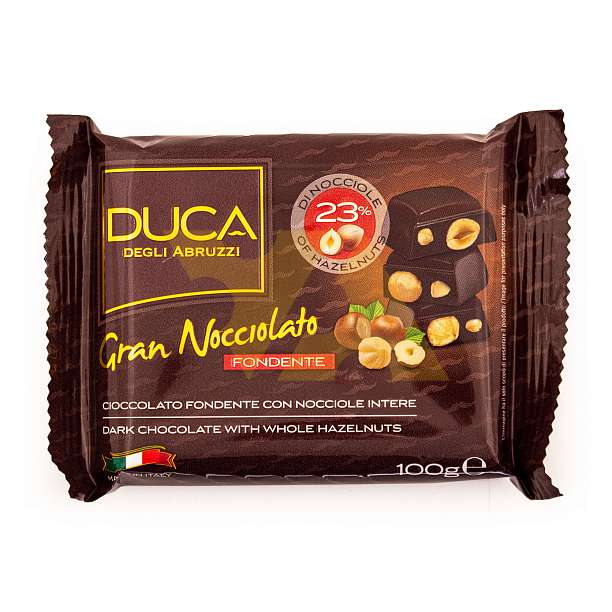 Шоколад темный с цельным лесным орехом Gran Nocciolato DUCA, CEREALITALIA, 0,100 кг  Cerealitalia Италия