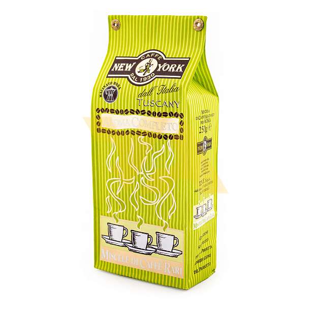Кофе Арома Комплето, смесь обжаренного кофе молотый, NEW YORK, 0,250 кг (зеленый бум/уп)  Caffè New York Италия
