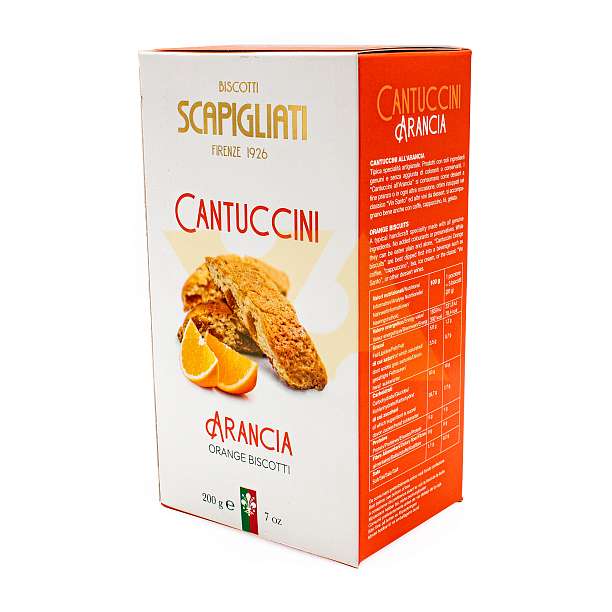 Кантуччини с апельсиновыми цукатами, SCAPIGLIATI, 0,200 кг (карт/кор)  Scapigliati Dolciaria Италия