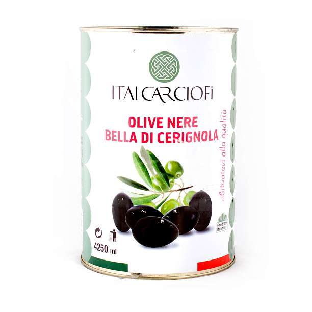Маслины Белла Чериньола 3G с косточкой в рассоле, ITALCARCIOFI, 4,2 кг/2,5 кг/4,25 л (ж/б)  Italcarciofi S.r.L. Италия