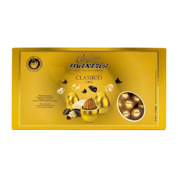 Миндаль в шоколаде в золотой глазури CLASSICO ORO, CONFETTI MAXTRIS CIOCOMANDORLA, 0,500 кг (карт/кор)  Confetti Maxtris Италия